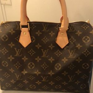 LV Speedy 30 with shoulder strap. Genuine leather